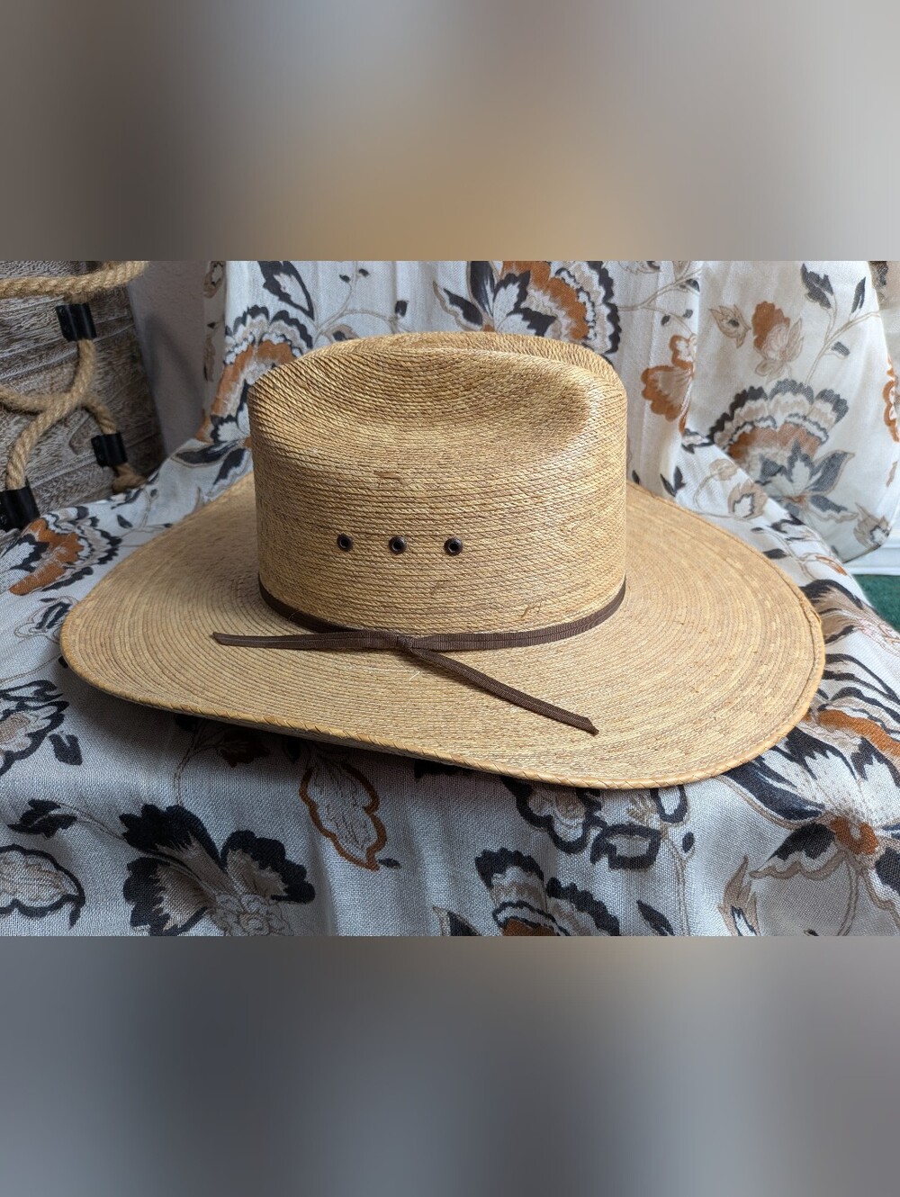 Natural Palma Straw Rancher Hat with Brown Accent Band